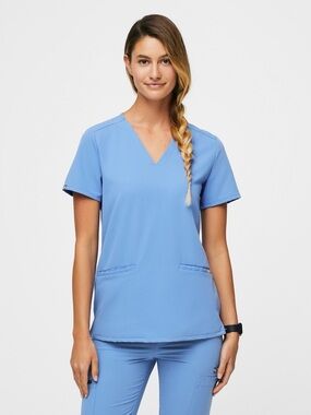 FIGS Casma Three-Pocket Scrub Top Ceil Blue Size M PO 2772